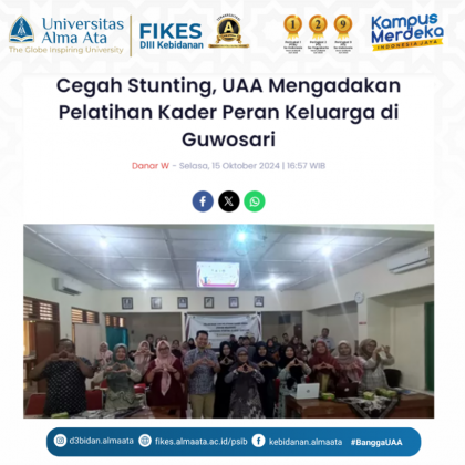 Cegah Stunting, UAA Mengadakan Pelatihan Kader Peran Keluarga Di Guwosari