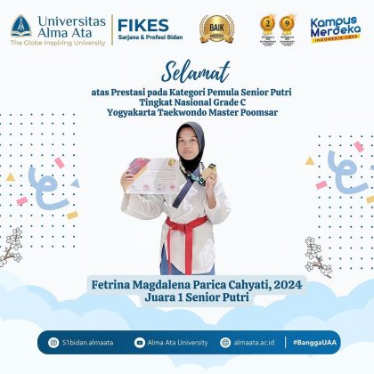 Fetrina Magdalena Raih Juara 1 Senior Putri pada Ajang Yogyakarta Taekwondo Master Poomsar 2024