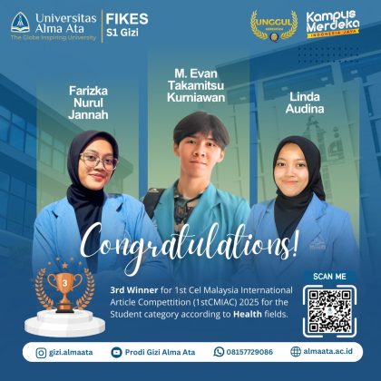 Mahasiswa Jurusan Gizi Universitas Alma Ata Raih Juara 3 di Kompetisi Artikel Internasional